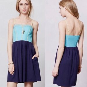 Anthropologie Colorblock Trapunto Dress Size L